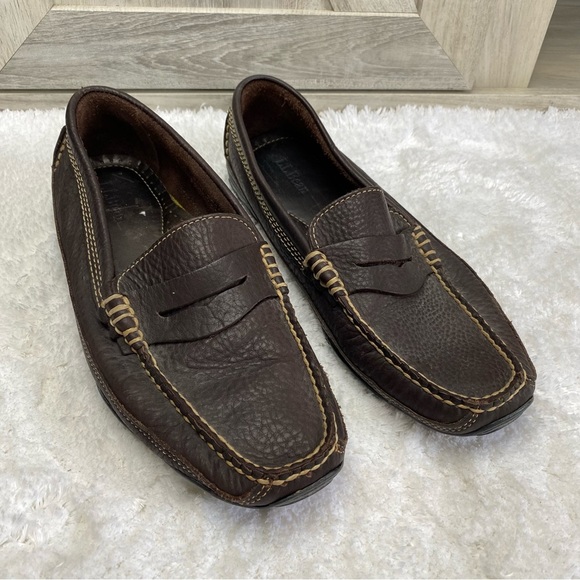 LL Bean Men's VIBRAM Pebble Grain Leather Driving Moccasin Loafers 8.5 - Picture 3 of 10